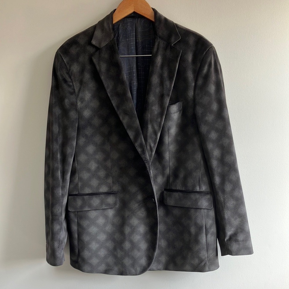 Robert Graham men’s tailored velour gray blazer size 46 business casual